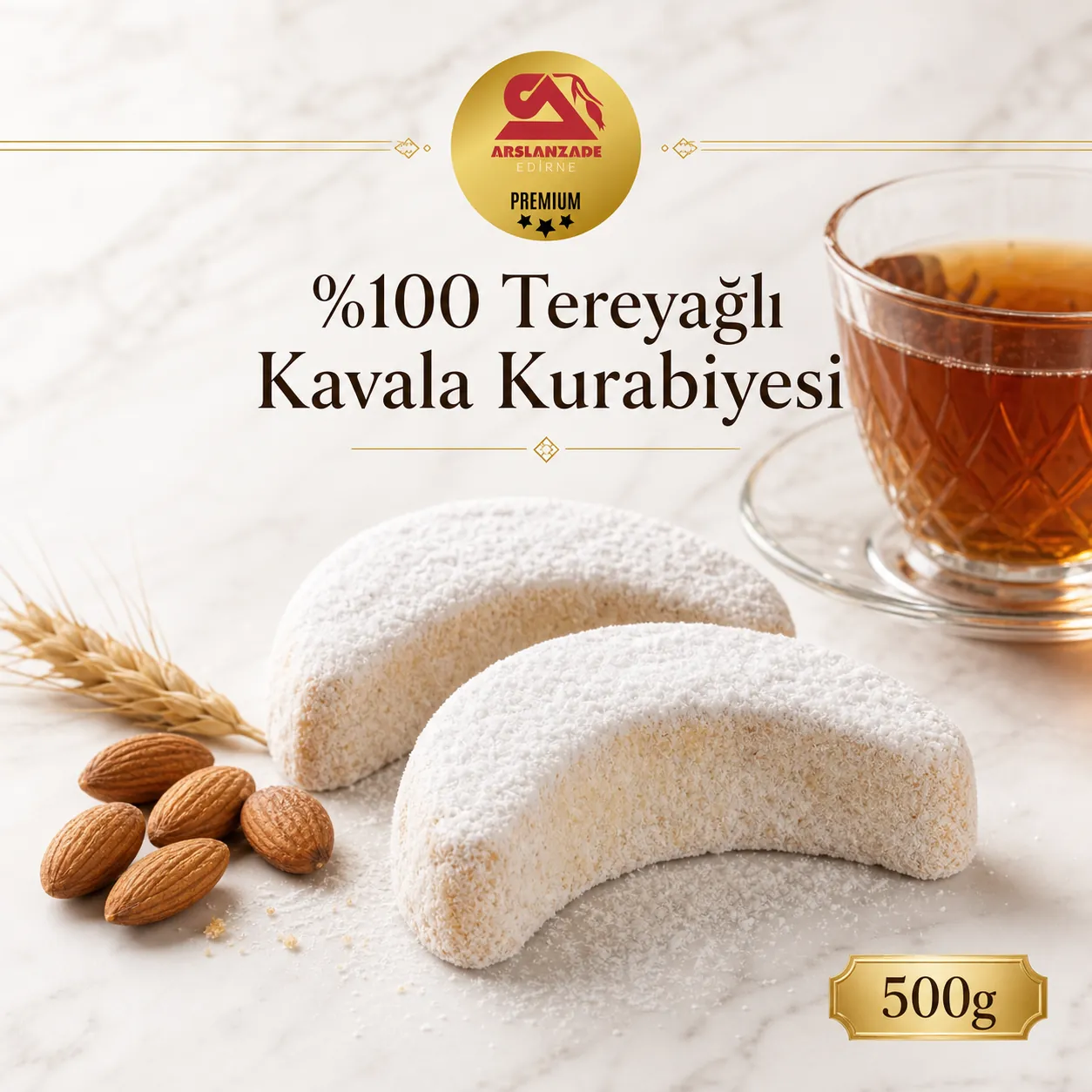 %100 Tereyağlı Ay Kavala Kurabiyesi 500g