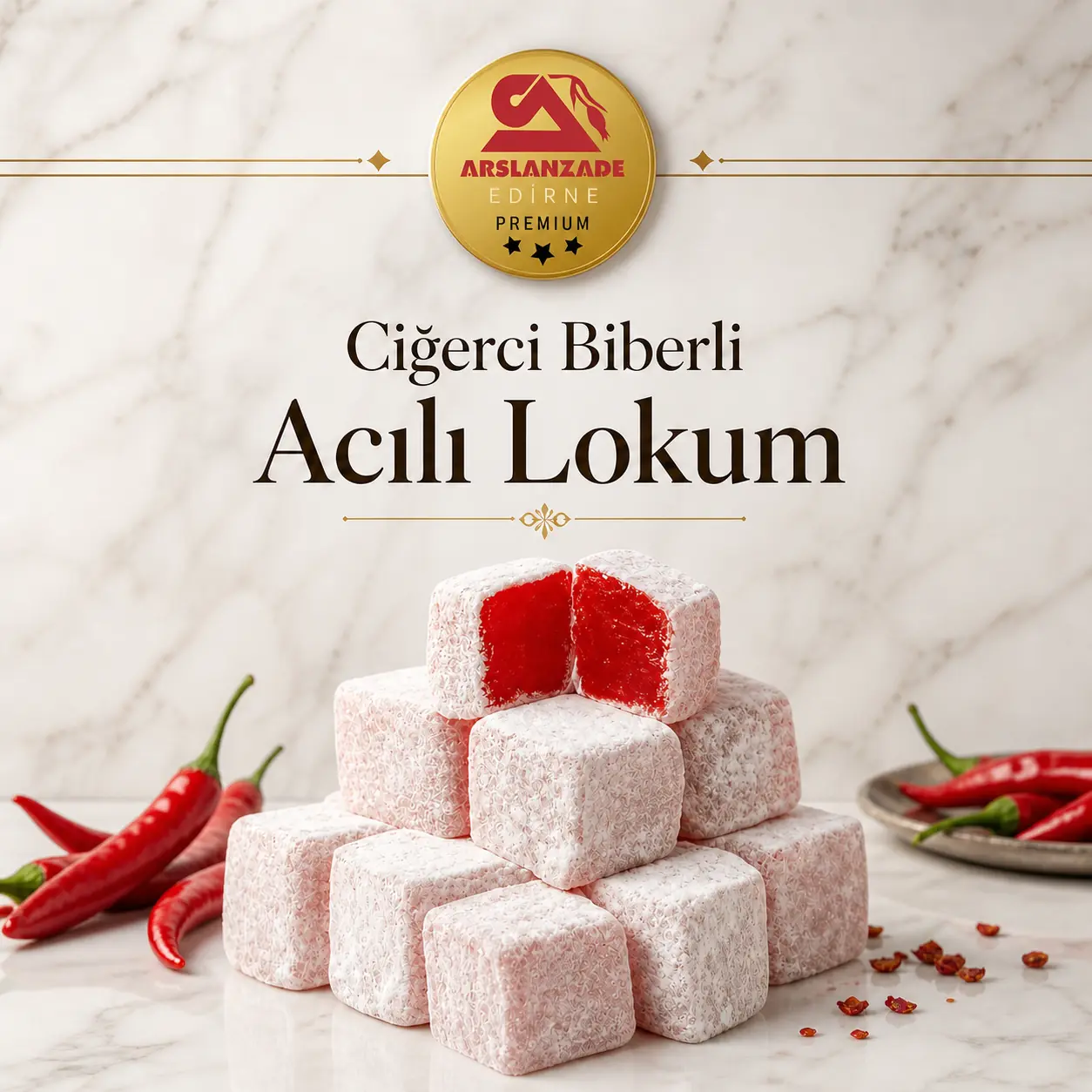 Edirne Ciğerci Biberli Acılı Lokum – Tatlı & Acı Gurme Lezzet | 500 g