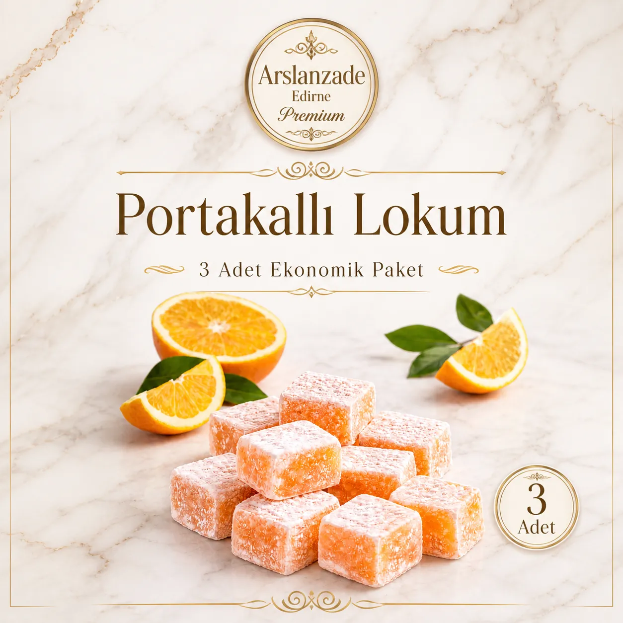 3 Adet 500g Portakallı Lokum Avantaj Paketi