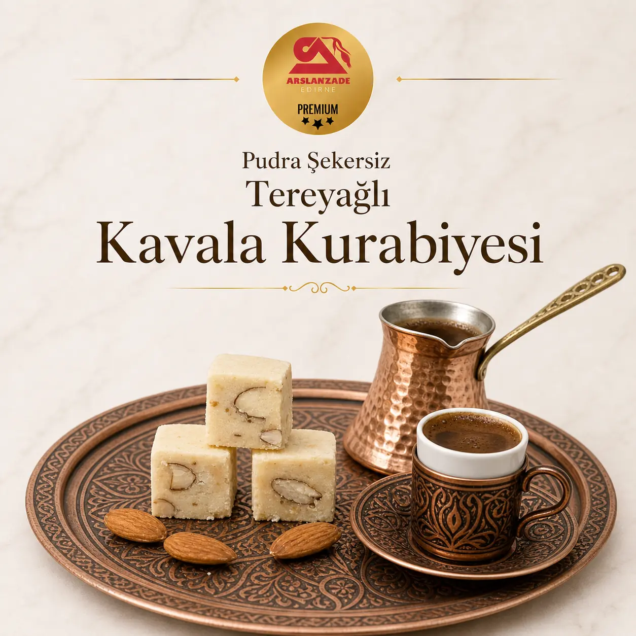 Pudra Şekersiz %100 Tereyağlı Kavala Kurabiyesi Kare 500gr